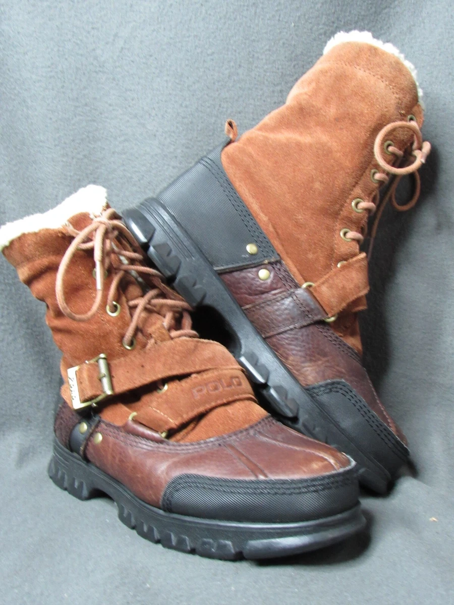 Polo Ralph Lauren Winter Boots Black with Faux Fur Tops Men s 8 D