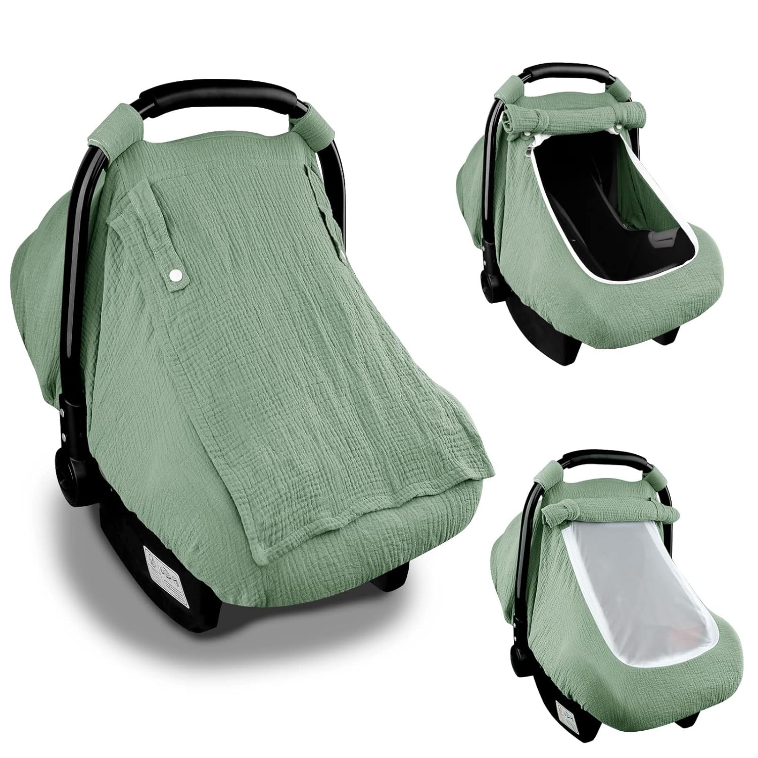 Muslin Car Seat Covers for Babies, Summer Baby Car Seat Cover for Boys Girls wit