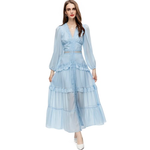 Sexy Deep V-neck Lantern Long Sleeves Dress Women Hollow Out Party Clubwear New - Bild 24 von 27