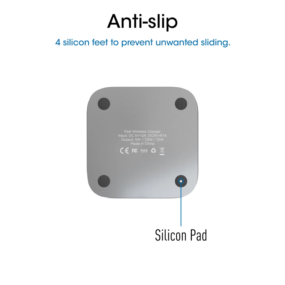 TechMatte Fast Wireless Charging Pad for Qi-Enabled Devices (5FT Cable Included) - Image 3 of 4