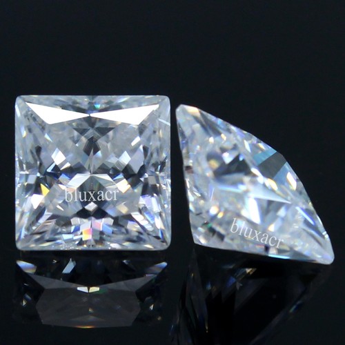 Natural Certified DE Color VVS1 Excellent Cut 4x4 MM Princess Pair White Diamond - Picture 2 of 4