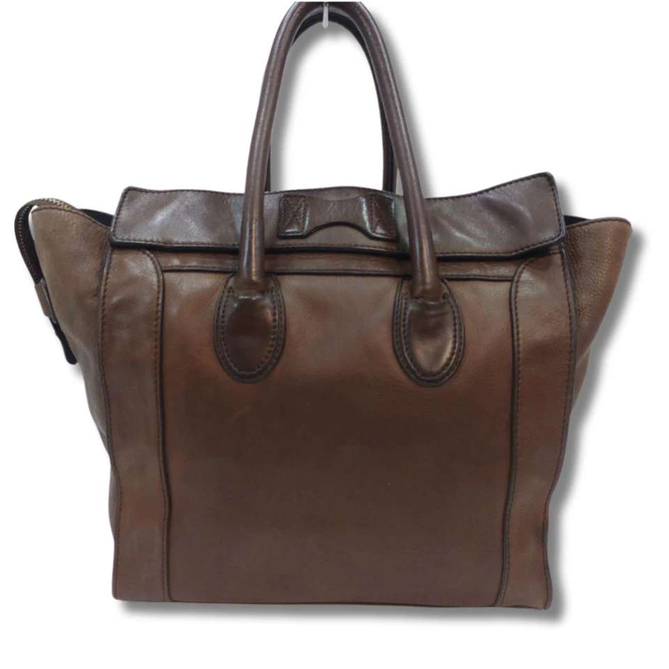 CELINE Bag Luggage Mini Tote Bag Leather Dark Brown 29cm×30cm×16.5cm NNBc72 - Image 2 of 4