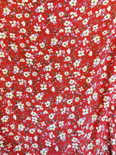 Red floral calico wrap prairie skirt hi lo 6-8 - 第 5/7 張圖片
