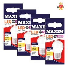 Maxim LED Bulbs [Pack of 10] Type: Round (Warm White) 6Watts (40Watts) / Pearl F