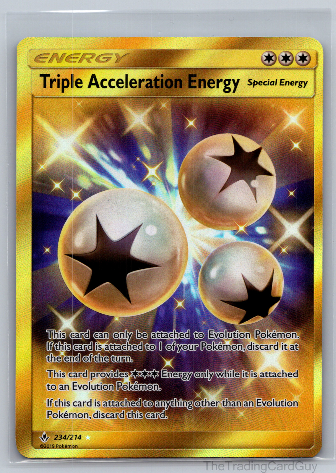 Triple Acceleration Energy - 234/214 - Pokemon Unbroken Bonds Sun Moon Secret NM