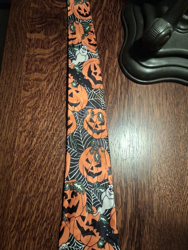 Halloween Tie Steven Harris Pumpkin Jack O Lantern Ghost Witch 60 inch Necktie - Image 2 of 4