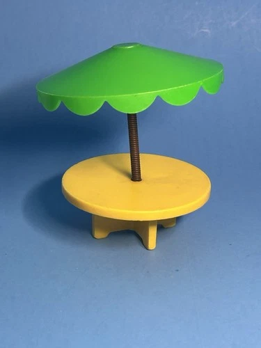 Little People Green Top Yellow Umbrella Table Vintage Fisher Price Village #997