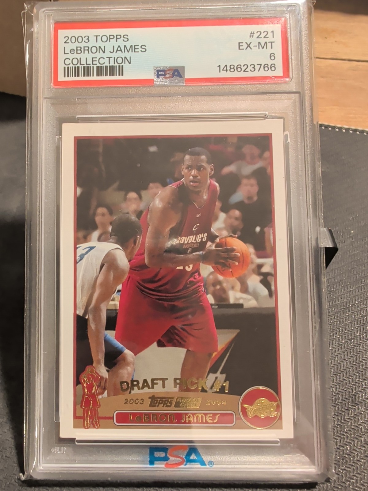 🔥FRESH SLAB🔥2003 TOPPS #221 LEBRON JAMES RC DRAFT PICK PSA 6 EX-MINT
