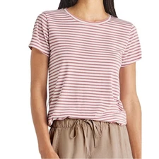 Splendid Lulu Striped Crew Tee White Red XS
