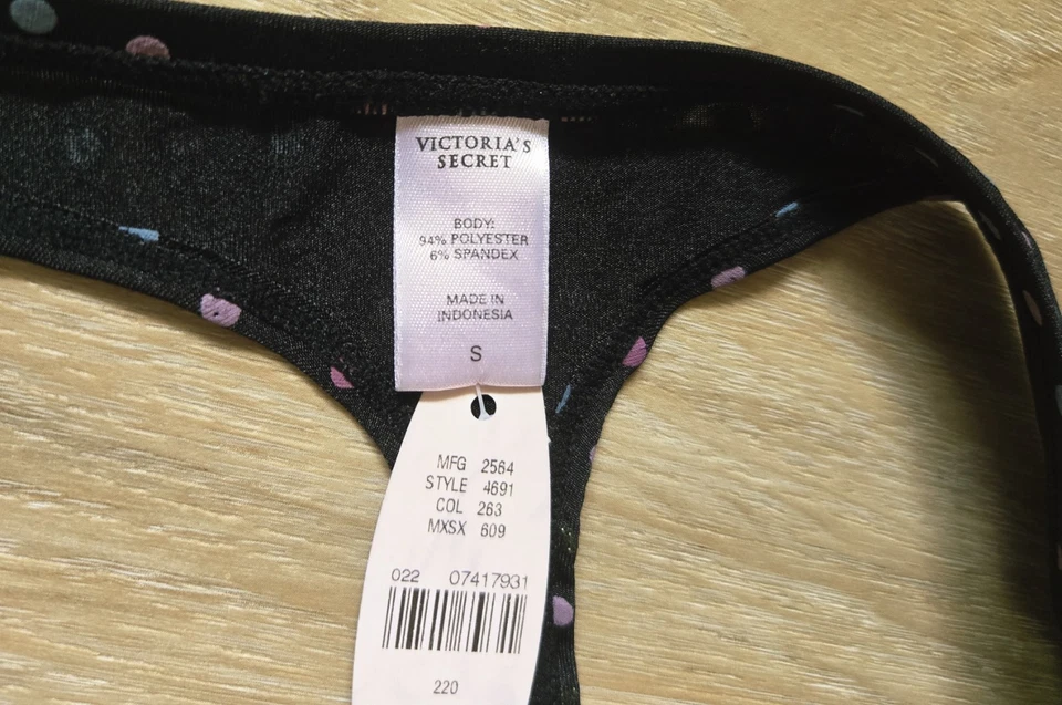 NWT Vintage Victoria's Secret Black Multi Polka-Dot Smooth Thong Panties S - Image 3 of 3