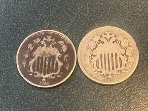 Lot Of Shield Nickels : 1868 1869