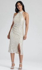 Finding Friday Sequin Haltnerneck Midi Dress With Knee Split - UK 10