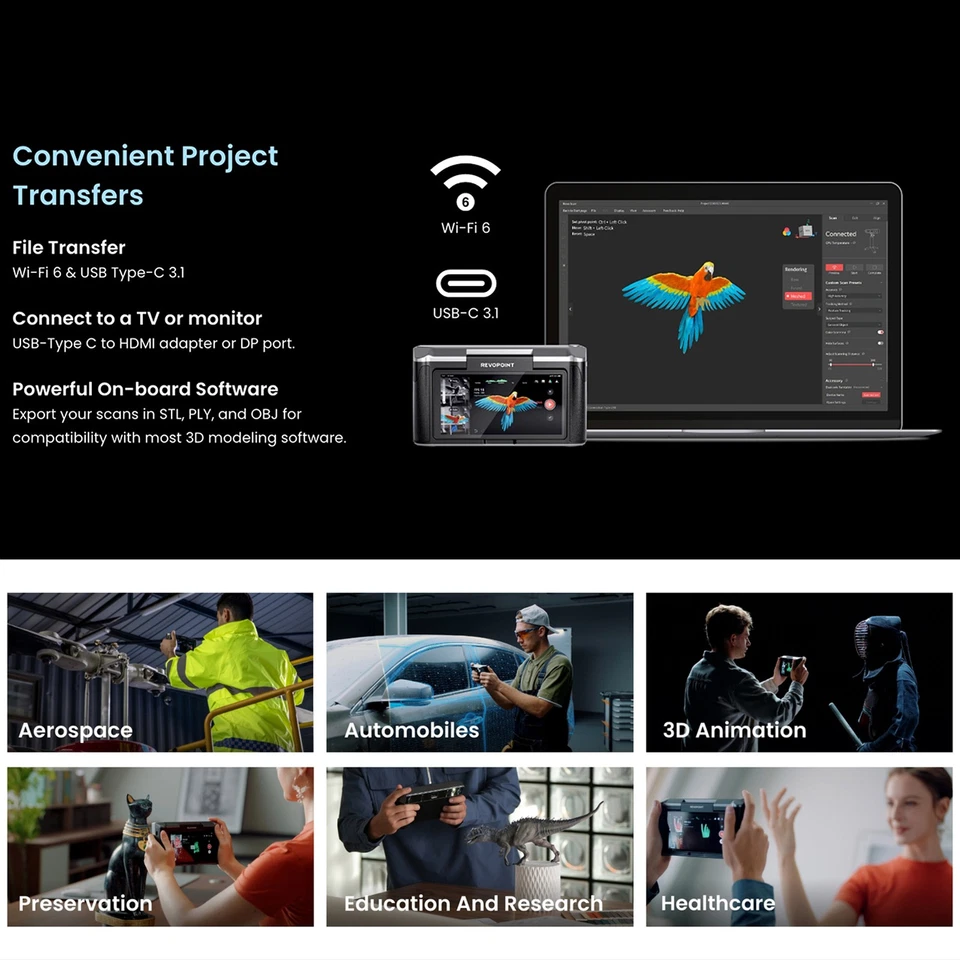 EU Revopoint MIRACO 3D Scanner For 3D Printing Wireless Handheld 3D Model - Image 2 of 4