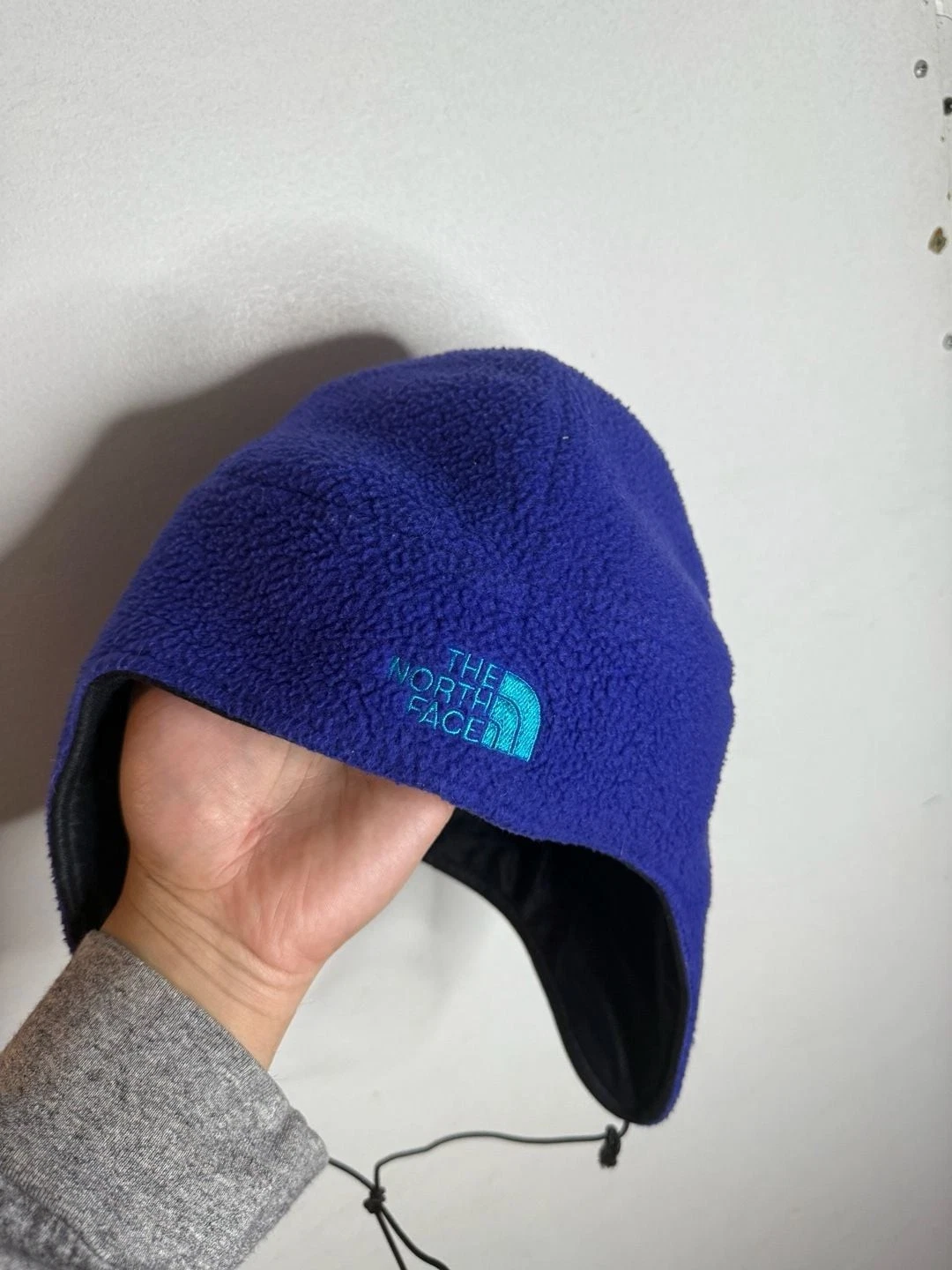 Vintage 90s The North Face Polartec Fleece Earflap Hat Blue Made in USA Large