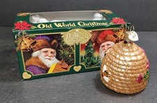 Old World Christmas Glass Blown Ornament Bee Skep With OWC Gift Box Bee Hive