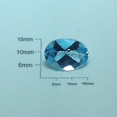 1pc. Oval Rose Checker Board Blue Topaz