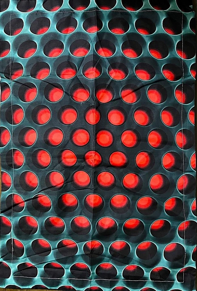 JUEGO FUNDA NÓRDICA REINA ÚNICO IMPRESO EN 3D ROJO/NEGRO CÍRCULOS SOBRE AZUL 2 FUNDAS NUEVO Foto 4 de 4