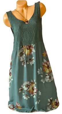 ITALY Sommer Kleid,Strandkleid,Tunika,Kleid,Blumen,grün,Oversize,Gr.42,44,46,Neu