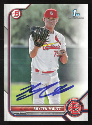 Brycen Mautz Signed 2022 1st Bowman Draft Card #BD-124 St. Louis Cardinals 2