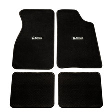 Fits 79-93 Ford Mustang Black Floor Mats Carpet Nylon Front Rear 4pcs W Racing Fits 79-93 Ford Mustang Black Floor Mats Carpet Nylon Front Rear 4pcs W Racing