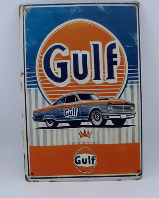 #ad Gulf Oil Gas Station Metal Tin Sign 12x8 Retro Garage Wall Decor $15.95