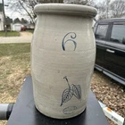 Antique Red Wing 6 gallon Birch Leaf Stoneware Crock Churn