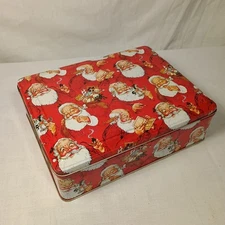 Lot 185 Vintage Plus Mark Santa Claus w/toys tin Christmas