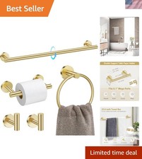 Versatile 5-Piece Brushed Gold Bathroom Set with Pivoting Toilet Paper Holder