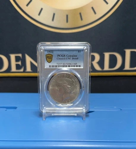 1922 PCGS Genuine Cleaned-UNC Detail Peace Dollar $1 US Mint Silver Coin