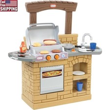 Cook n Play BBQ Grill Playset Kids Kitchen W/ Accessories Oven Dual-Level Grill
