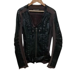 5351 POUR LES FEMMES Leather Combination Jacket Size 1 Black/Brown Women USED