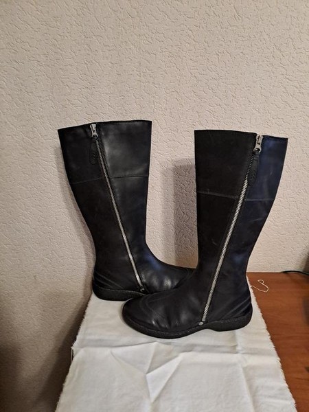 Women Ecco Boots Black Leather 40 #3QGZ