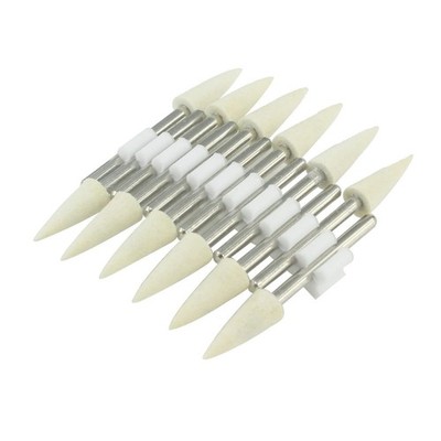 𝐋𝐮𝐨 𝐤𝐞 8mm Wool Felt Polishing Bits - 1/8'' 8 mm dia, 3 shank, White