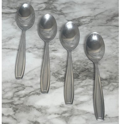 Oneida Satin Bristol Everdale Stainless Steel Soup Spoons Set of 4 Oval Bowl