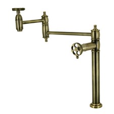 Kingston KS3703RKZ Deck Mount Pot Filler Faucet, Antique Brass