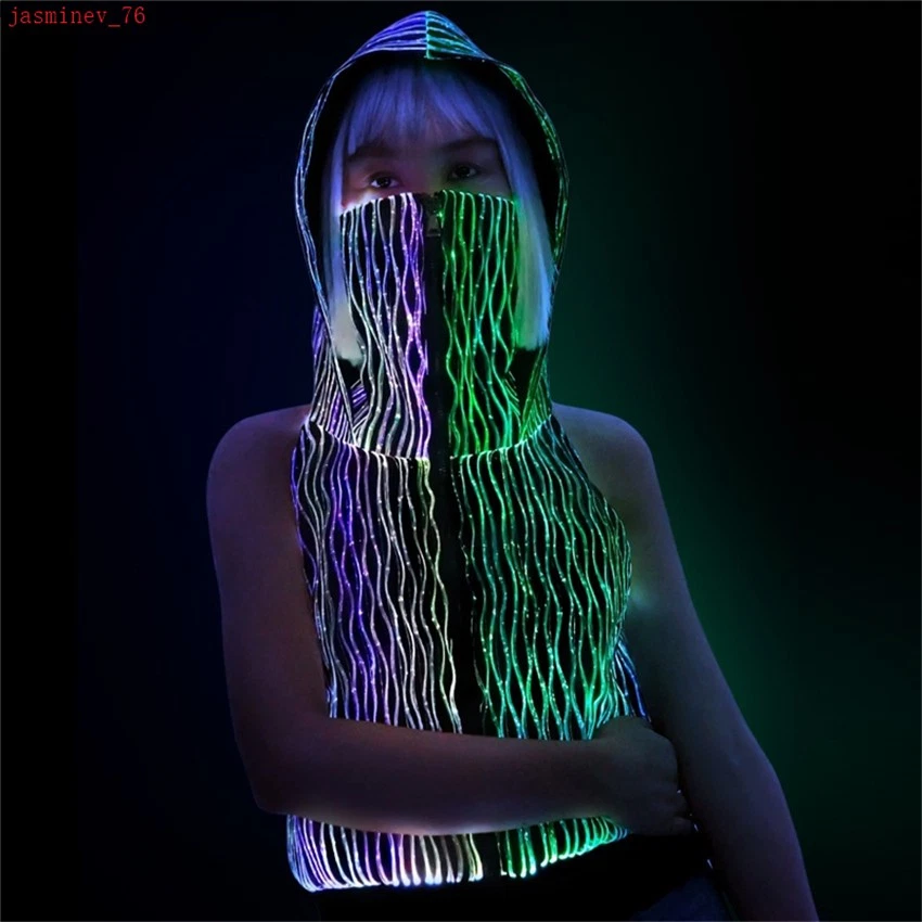 Women's Punk Luminous Hooded Jacket Vest LED Fiber Optic Fabric Party Costumes
Opens in a new window