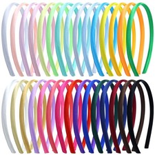30PCS Satin Covered Plastic Headbands 1cm DIY Blank Craft Headbands Women Girls