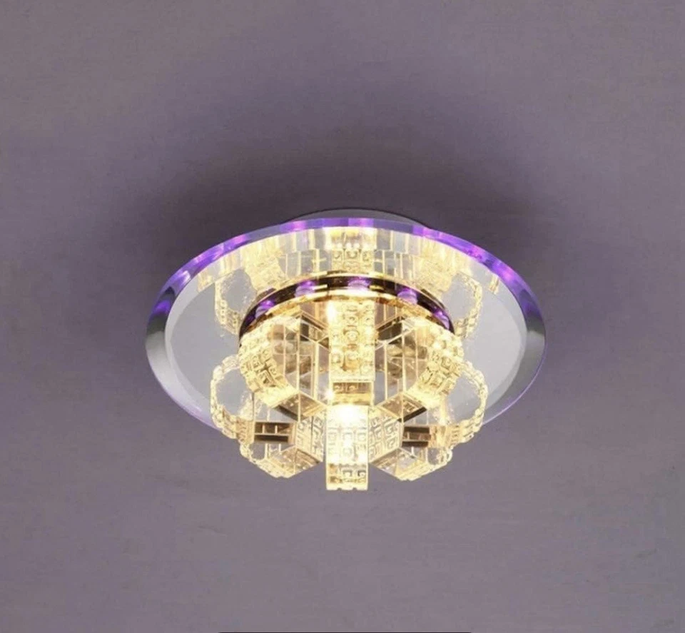 "Lámpara de techo de cristal de 7,1"" W con luz de montaje empotrado LED ajustable de temperatura de color" Foto 3 de 4