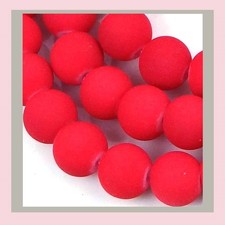 8mm Matte Frosted Neon Rubberized Glass Round Beads - Red Full strand 50pcs