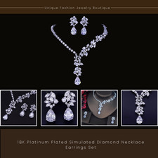 Conjunto de aretes collar diamantes simulados enchapados en platino de 18 quilates elegante regalo nupcial