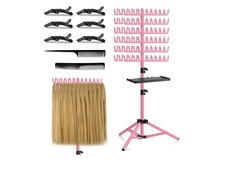 OLMRJKD Braiding Hair Rack with Tray, 144 Pegs Height Adjustable Braiding Rac