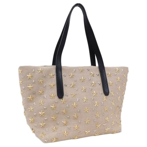 Unused item Jimmy Choo SOFIA Tote Bag Star Studs Beige x Black Ladies JIMMY