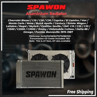 SPAWON Fan Shroud+ Radiator Fit Buick Chevrolet GMC Pontiac Bonneville 1975-1987