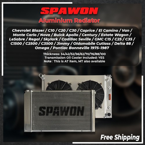 SPAWON Fan Shroud+ Radiator Fit Buick Chevrolet GMC Pontiac Bonneville 1975-1987