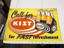 KIST soda 1960s store display sign US paper poster bottle carton CALL FOR yellow