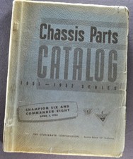 1951-1952 Studebaker Chassis Parts Catalog Book Champion Commander Original