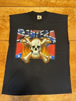 Vtg Pantera Shirt Black Winterland Skull Crossbones Band Tour 90s Sleeves Cut