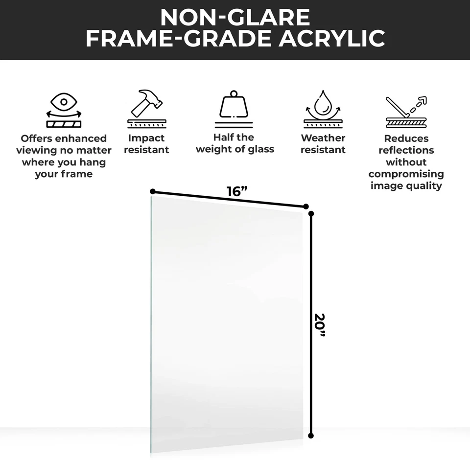 16x20相框无眩光UV级丙烯酸替换件 — 第 3/4 张图片