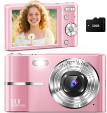 4K Digital Camera with SD Card Autofocus 50MP Point and Shoot 16X Zoom AntiShake