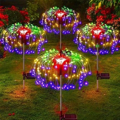 LED Solar Firework Garden Lights Waterproof Outdoor Dandelion Lawn Landscape
